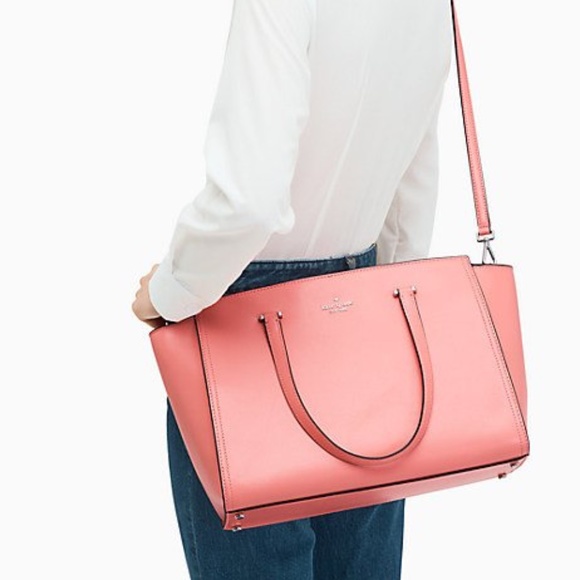 Kate Spade NWT large Satchel Bag Coral Pink!! - Picture 4 of 8
